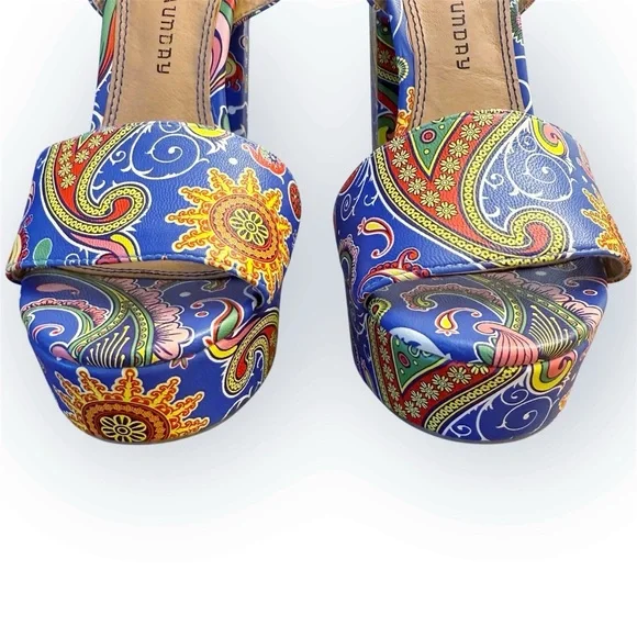 NWOT Chinese Laundry Women’s Abie Paisley Platform Psychedelic Chunky Heels - Picture 4 of 15